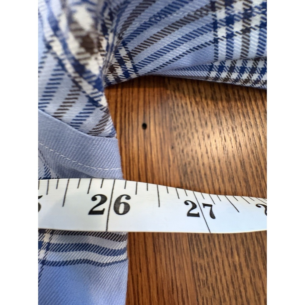 Brooks Brothers Dress Shirt Mens 17.5 34 Blue/Brown Plaid NonIron Stretch Supina - Picture 5 of 9